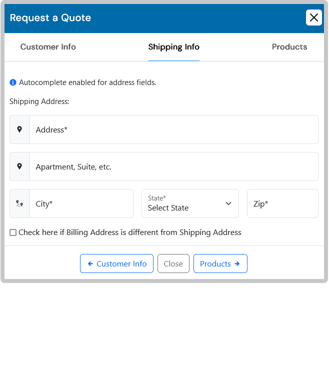 shipping information