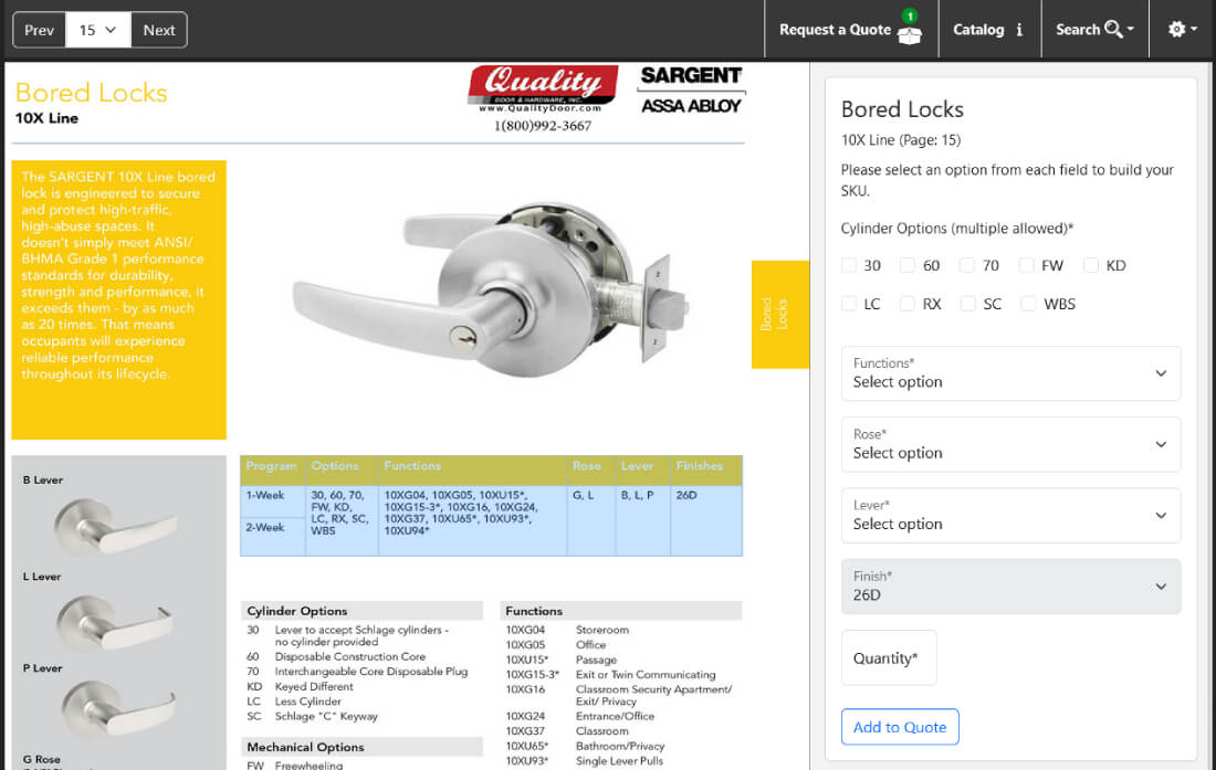 screenshot of catalog viewer